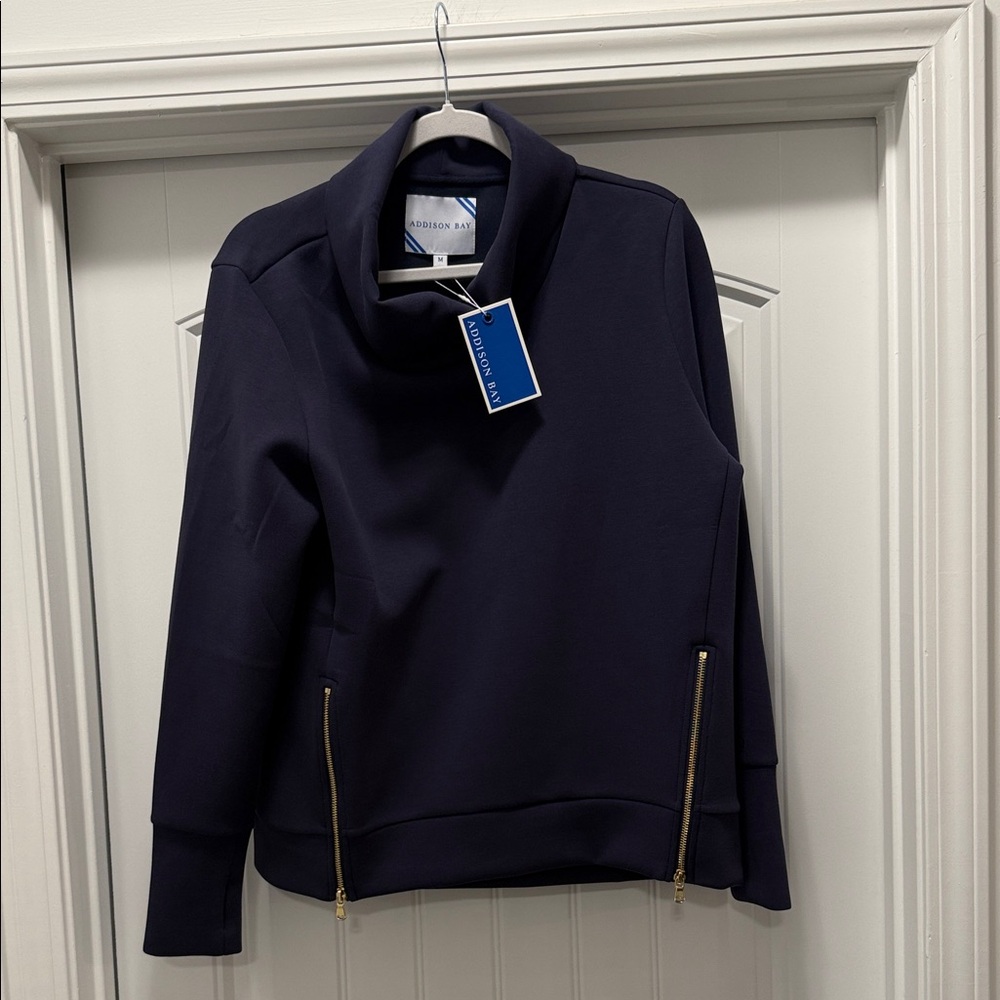 NWT Addison Bay Double Knit Zip Everyday Pullover in Classic Navy